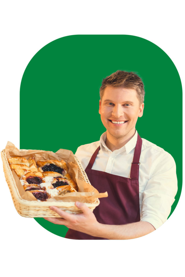 baker holding pastries